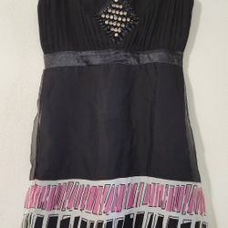Forever 21 Black And Pink Bejeweled Dress