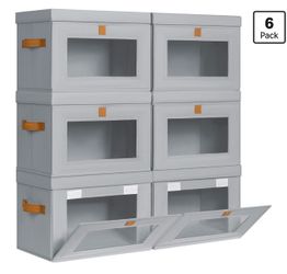 6 Pack Stackable Storage Bins with Lids / 6 Cajas Organizadoras Apilables