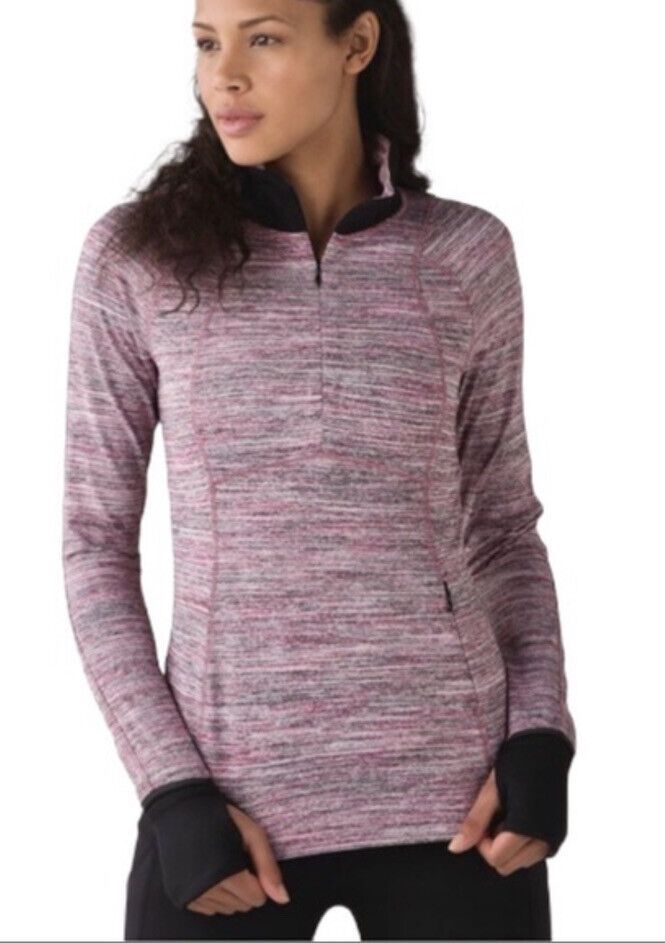 Lululemon Runderful 1/2 Zip In Space Dye Camo Berry Rumble Multi Black Size 6