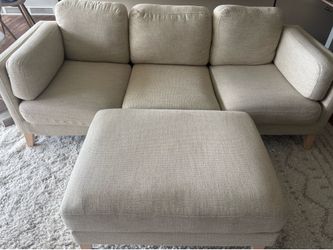 Noelle Oatmeal Woven Sofa Couch and Ottoman