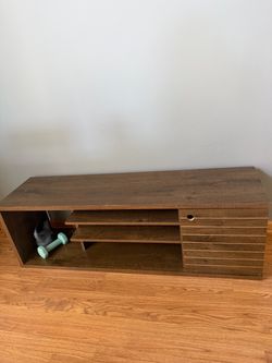 Wood TV Stand with Open Shelves