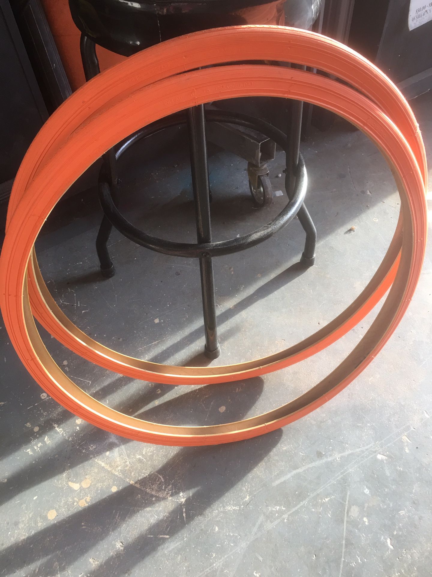 Duro Orange bicycle racing tires 27x1 1/4