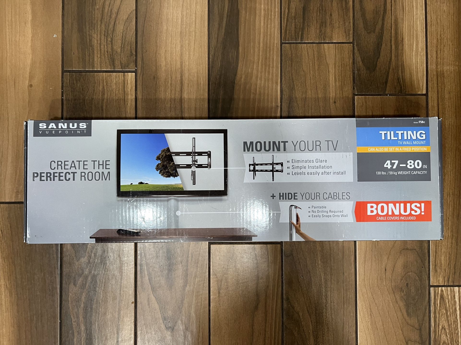 Sanus vuepoint TV wall mount F58c 47-80in 130lbs capacity. New. Open box.