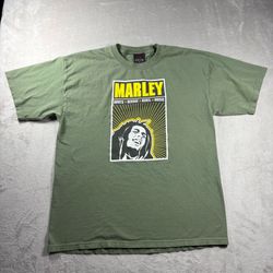 Vintage Bob Marley Y2K Zion Roots Reggae Rebel Men’s XL Green Music Shirt #5A