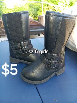 Girls Size 6 Black Moto Boots