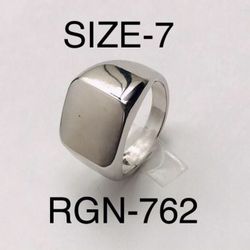 Signet Square Silver Tone Ring for Men & Women: Size-7/RGN-762