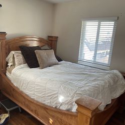 Wooden Bed And Dresser And Mattress And Boxspring Only $450!! Queen Size