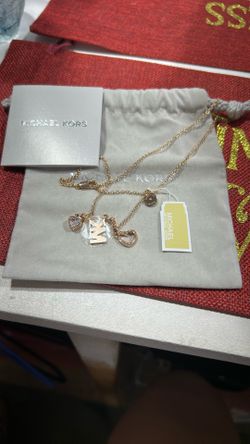 Michael Kors Rose Gold Colored Charm Necklace NWT