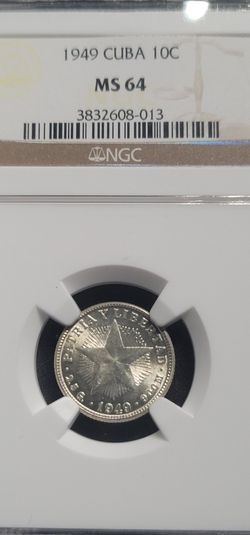 1949 Cuba 10 centavos NGC MS64 