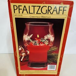 VNTG Pfaltzgraff Christmas Heritage Glass Candle Holder Boxed - No Candle