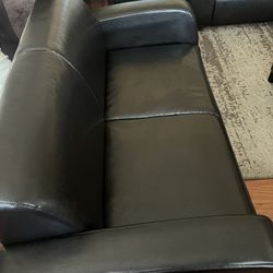 Brown Leather Two Seat Couch 
