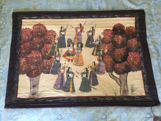 NEW Indian Tapestry Handmade Madhubani Mithila Painting Artwork Wall Hanging Fabric Tapestries Jewelry Clothes Dress Framed Persian Rugs Oil Antique