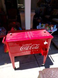 Coca cola cooler w/ wheels