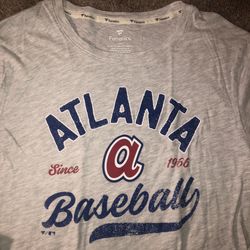 Atlanta Braves Fanatics Mens Adult Size Large LS Playoff Fall Chop Logo Shirt