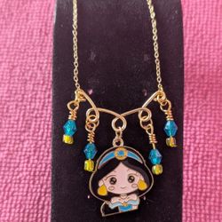 Chibi Jasmine Necklace – 16” Handmade Disney-Inspired Aladdin Jewelry
