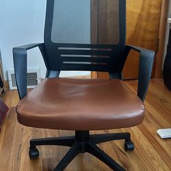 Brown Leather Ergonomic Office Chair 
