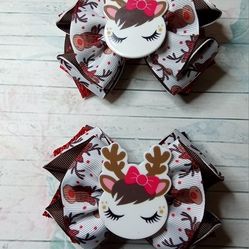 Christmas Hair Bow / Lazo De reno 🦌/ Pares / Set Hair Bows