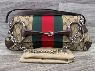 Gucci Horsebit Nm Web Chain Clutch Gg Canvas Medium - Nos *Authentic* (A1D032417)