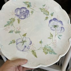 This is a Lenox Butterfly Meadow accent plate with purple flowers