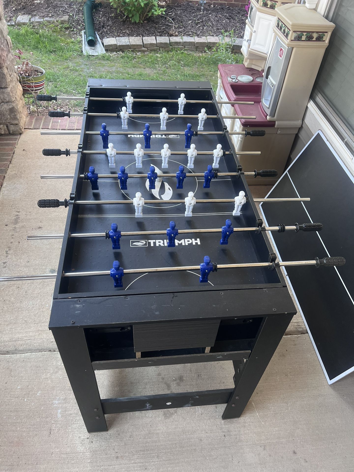 Selling  a complete football table with the option to switch to ping-pong and pool games. 