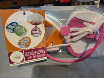 🍷 Drink Wear Sneaker Attachables – Set of 4 Stemware Coasters – Carrie & Co.