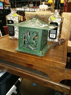 Hanging outdoor candle lantern.