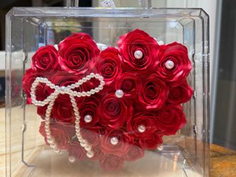 Heart-Shaped Rose Box with Pearl Bow