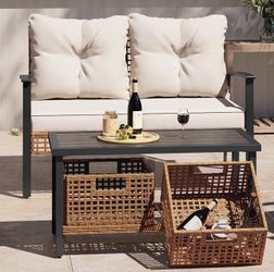 Outdoor table and love seat