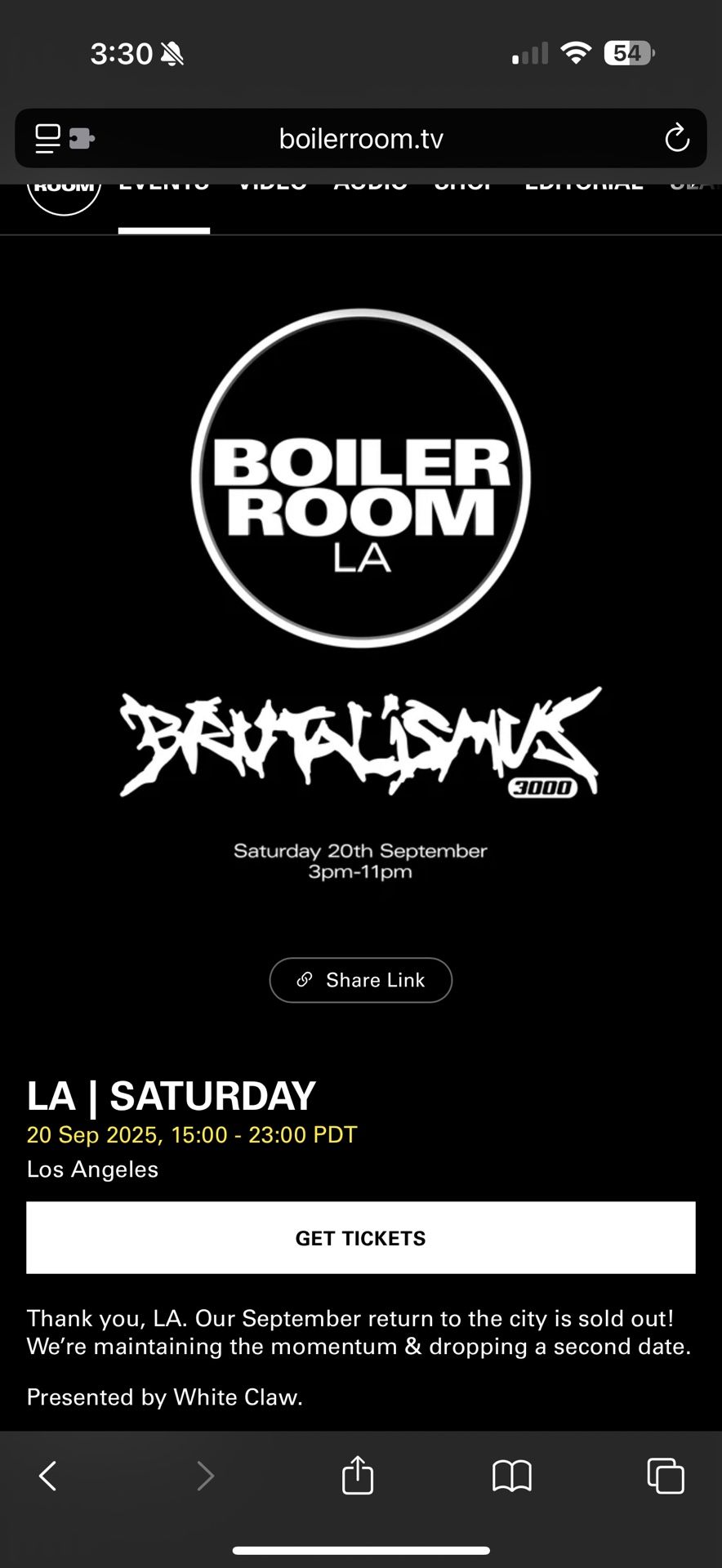 2 Digital Tickets To LA Boiler Room (SOLD OUT) Brutalismus 3000