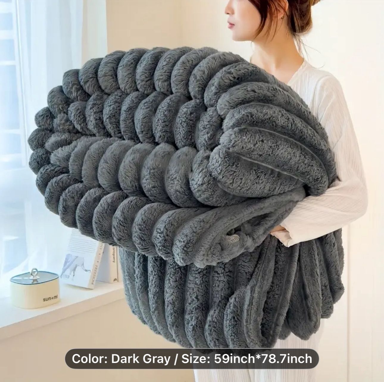 X-LARGE SOFT GREY BLANKET 59x79