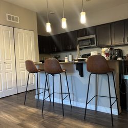 Set of 3 Brown Bar Stools – Modern & Comfortable