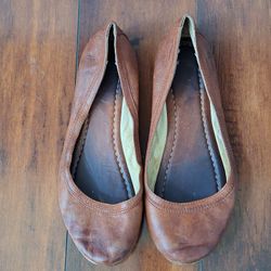 Frye Carson Ballet Flats Antiqued Leather Cognac Size 7