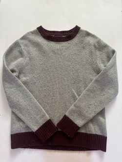 Patagonia Grey and Maroon Colorblock Wool Blend Crewneck Sweater Men's Medium