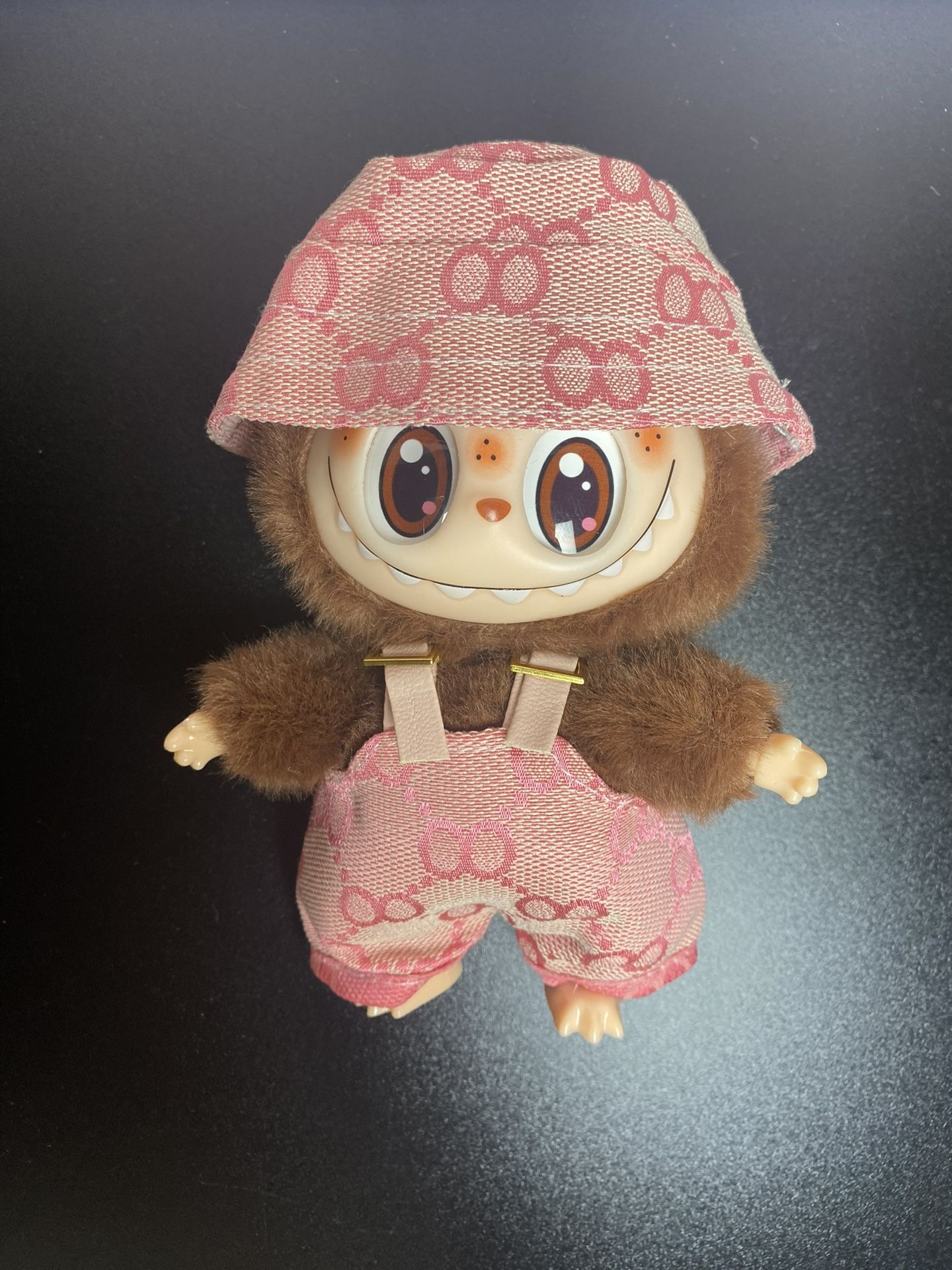 Labubu Outfit Clothing Set - Pink Hat And Overalls