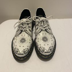 New Dr Martens 1461 White Bandana Print Shoes