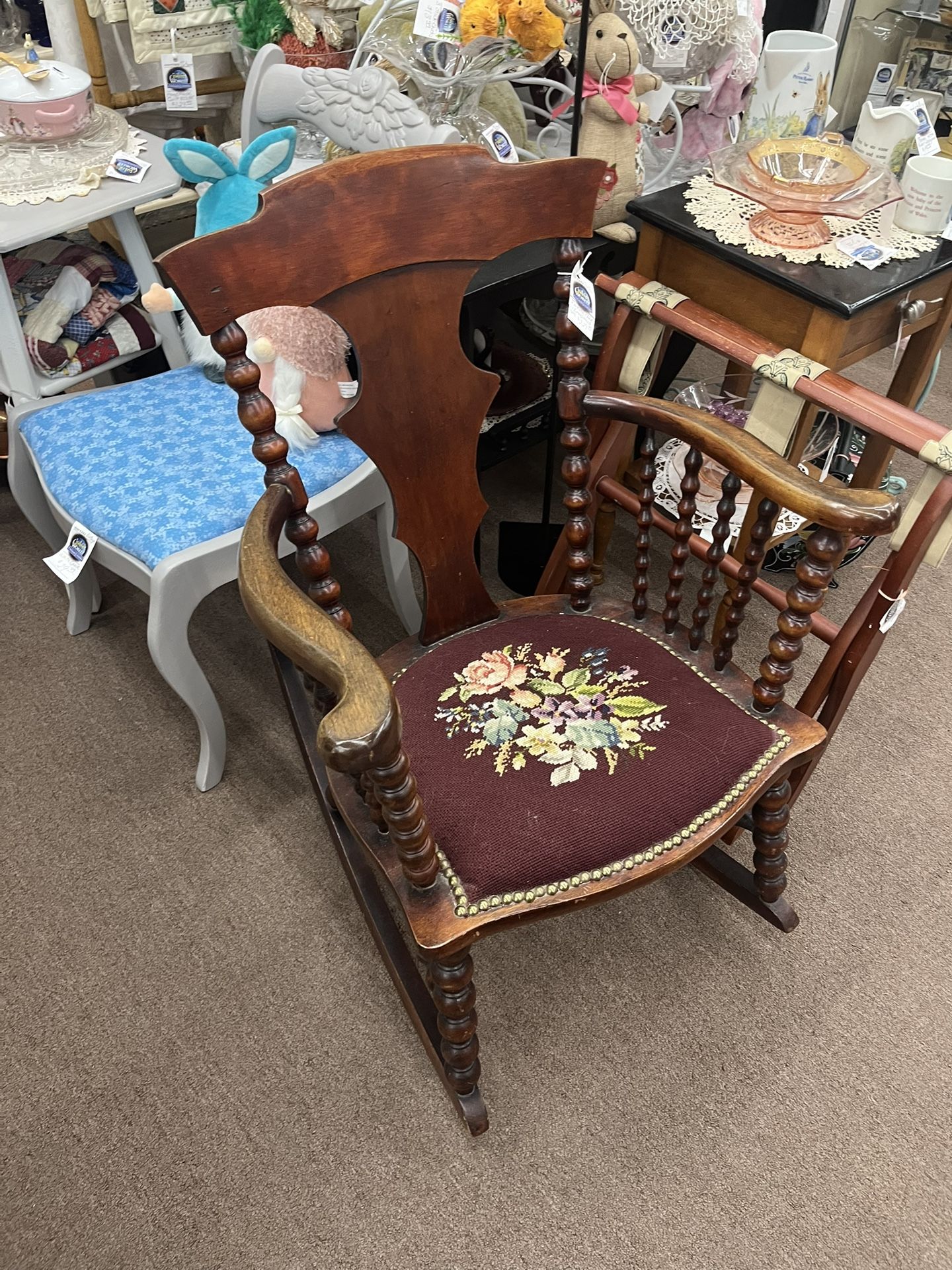 Antique Embroidered Rocking Chair