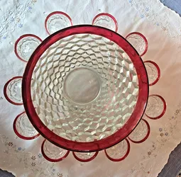 Vintage Ruby Flash Punch Bowl with 12 Cups (LOCAL PICKUP)