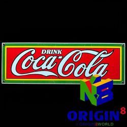 Coca-Cola Porcelain Drink Here Sign Green and Yellow Boarder