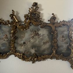 Venetian Gilt Wood Painting And Mirror 