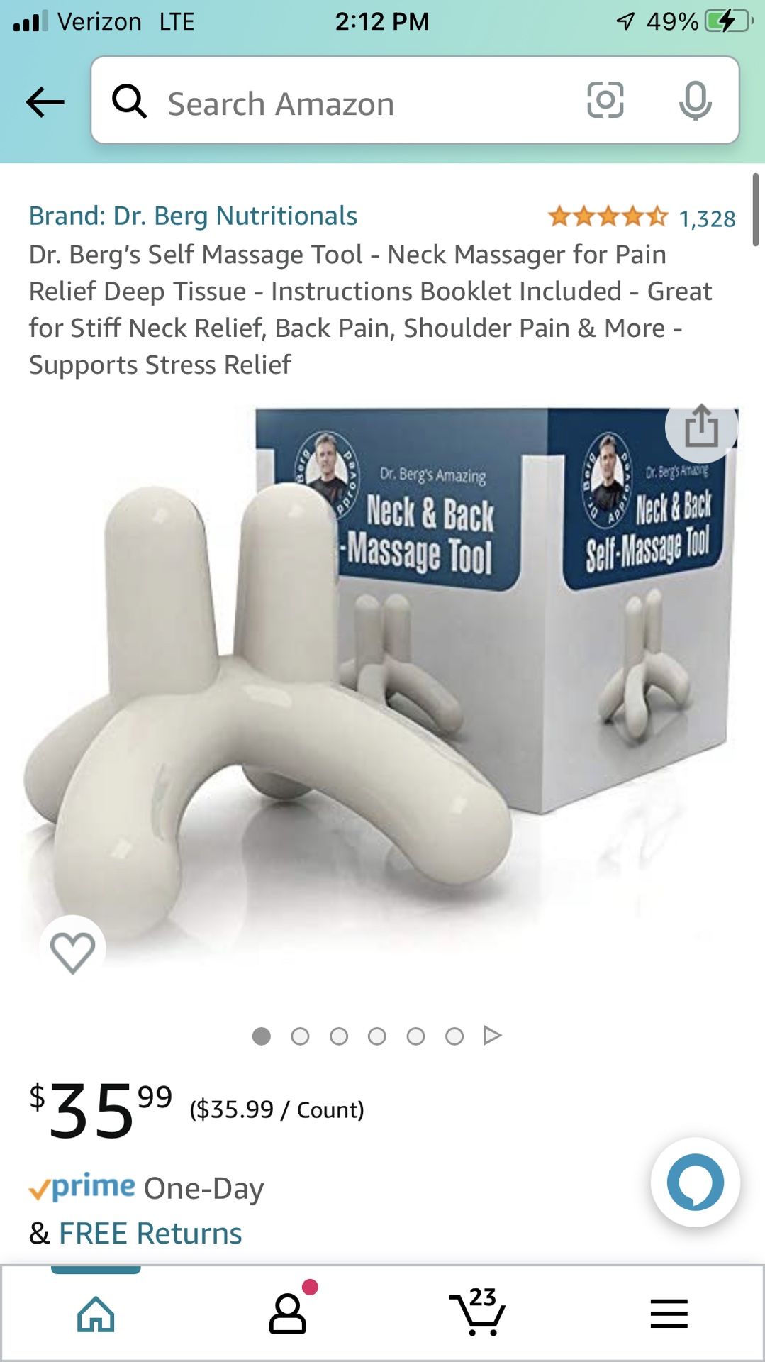 Dr. Berg’s Self Massage Tool - Neck Massager for Pain Relief Deep Tissue - Instructions Booklet Included - Great for Stiff Neck Relief, Back Pain, Sho