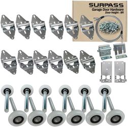 Surpass Garage Door Hardware Kit Roller/Hinge/Top Bracket/Wire Rope (for 8' Height Garage Doors)