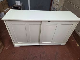 Storage Cabinet with Doors for Living Room, Cream