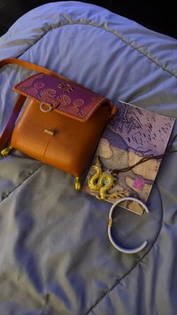 Raya, Orange Leather Crossbody Bag with Embossed Flap
