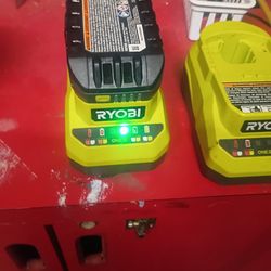 Two Ryobi Chargers One Ryobi Battery 18 Volt