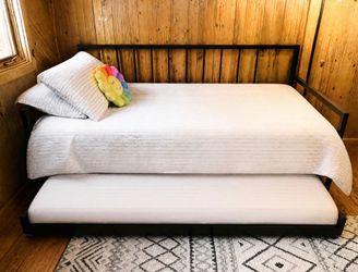 Day bed with trundle (bed frames and two memory foam mattresses