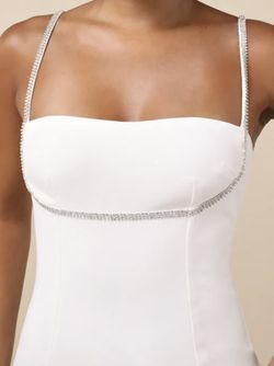 Lulus Upscale Flirt Ivory Rhinestone Sleeveless Bodycon Midi Dress XL