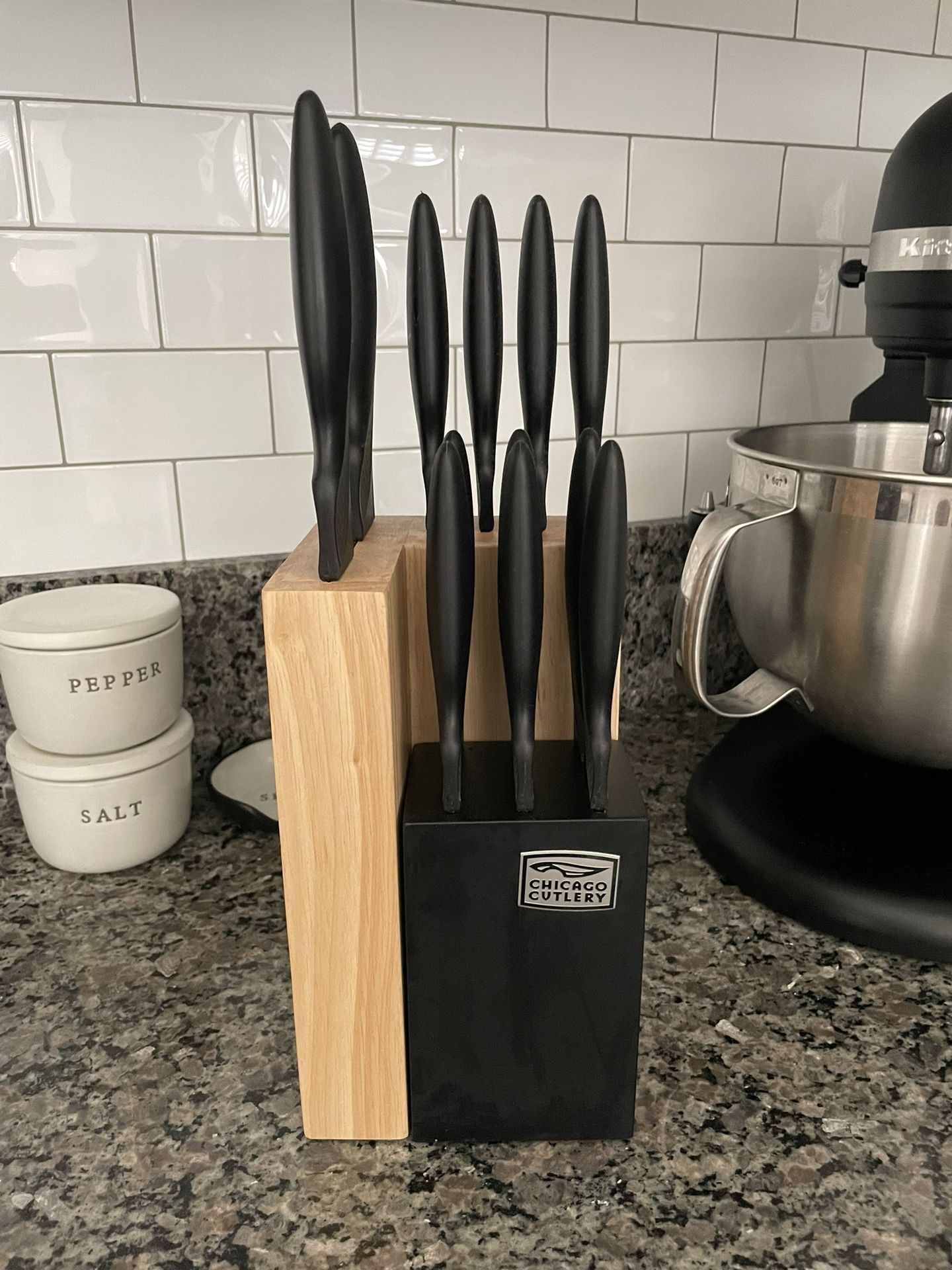Chicago Cutlery ProHold 14 Piece Dual Kitchen Knife Block Set, Stainless Steel Blade with Black Non-Stick Coating, Ergonomic Handle Kitchen Knife Set