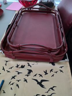 Red. Metal StackableTrays