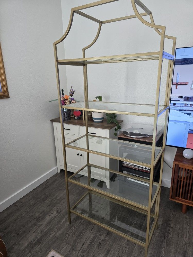 Metal and glass shelf / bookcase