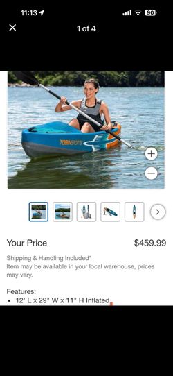 Tobin Sports Breakwater 1-Person Inflatable Kayak, Fortifiber Construction, Remo